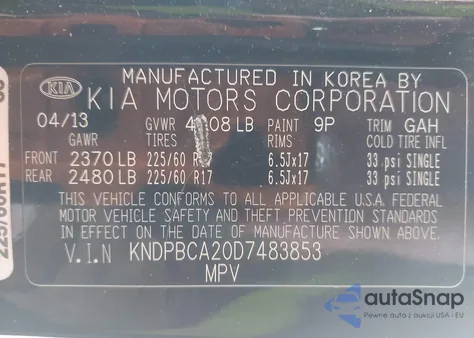 2013 Kia Sportage Lx из США, поврежденный, VIN KNDPBCA20D7483853